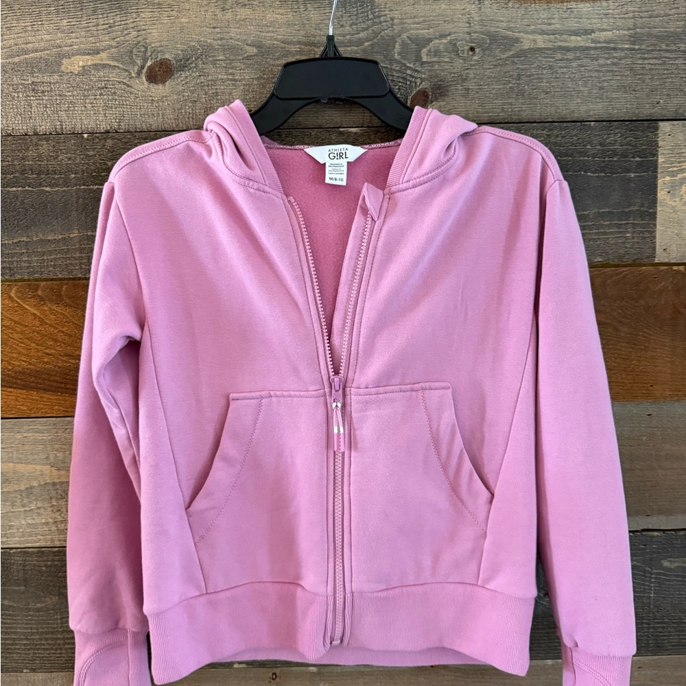 Athleta Pink Zip-Up Jacket with Hood